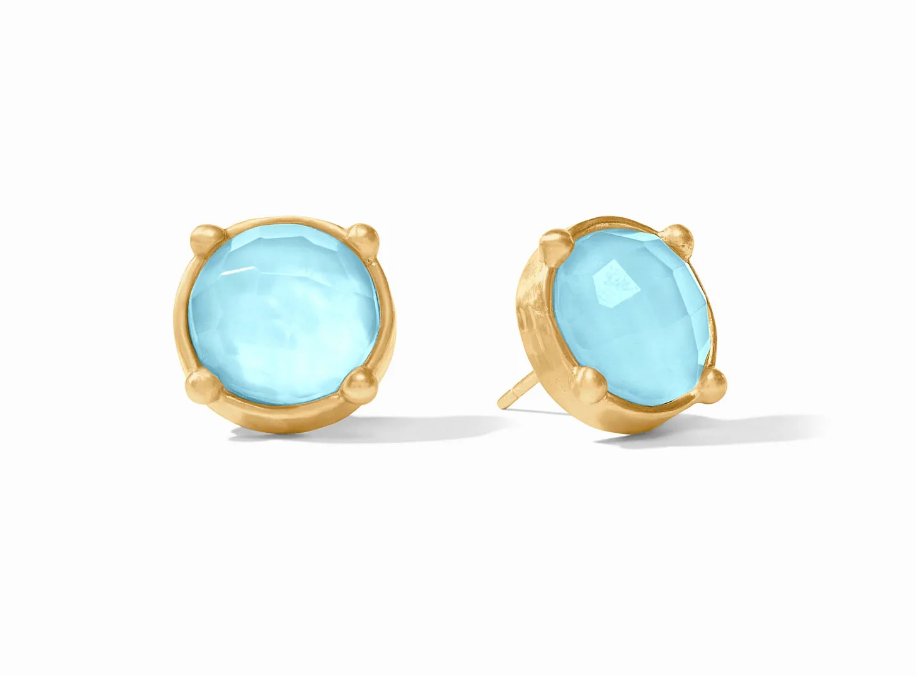 Honey Stud - Iridescent Capri Blue Earrings Julie Vos   