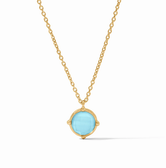 Honeybee Solitaire Necklace - Iridescent Capri Blue Necklaces Julie Vos   