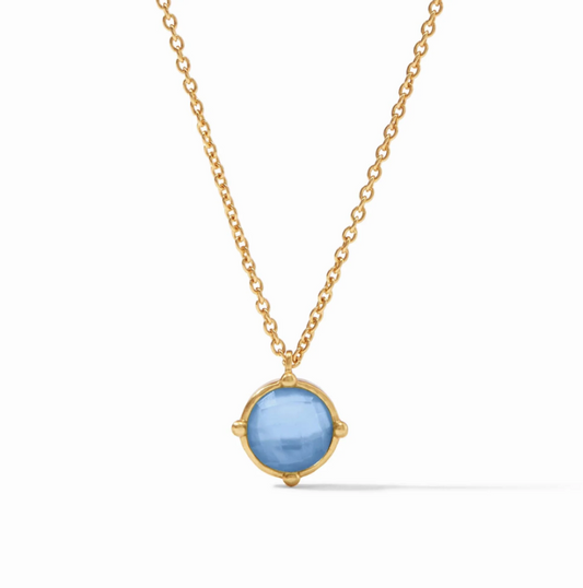Honeybee Solitaire Necklace - Iridescent Chalcedony Blue Necklaces Julie Vos   