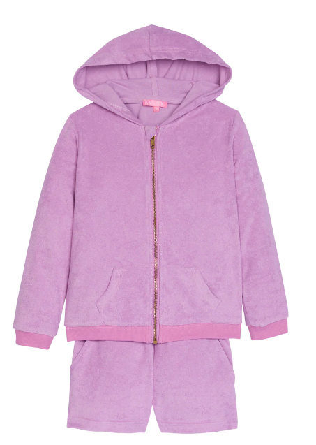 Hoodie Short Set - Lilac Terry Girls Sets Bisby   