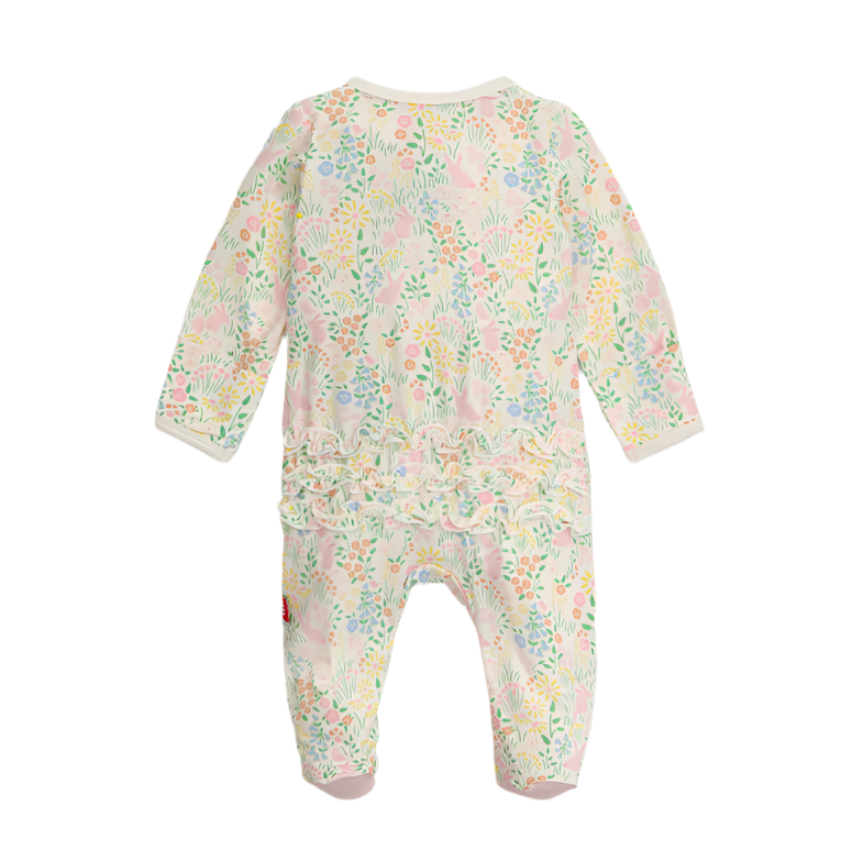 Hoppy Garden Modal Footie w/ Ruffle Baby Sleepwear Magnetic Me