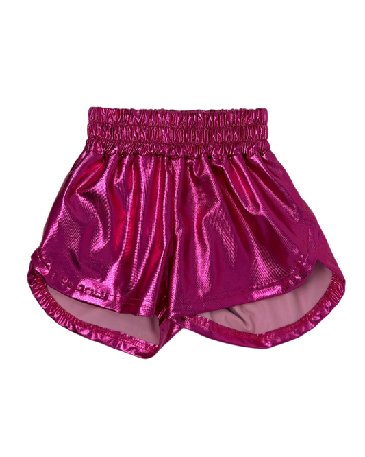 Hot Pink Metallic Shorts Girls Shorts Belle Cher