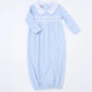 Light Blue Hazel and Hudson's Smocked Collared Gathered Gown Baby Sleepwear Magnolia Baby