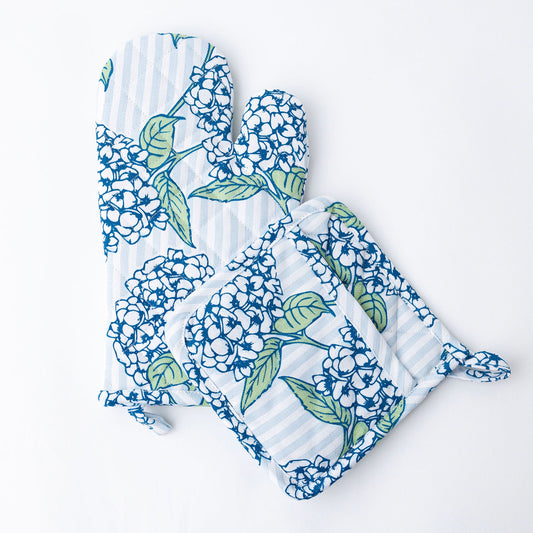 Oven Mitt Set - Hydrangea Stem Kitchen + Entertaining 8 Oak Lane