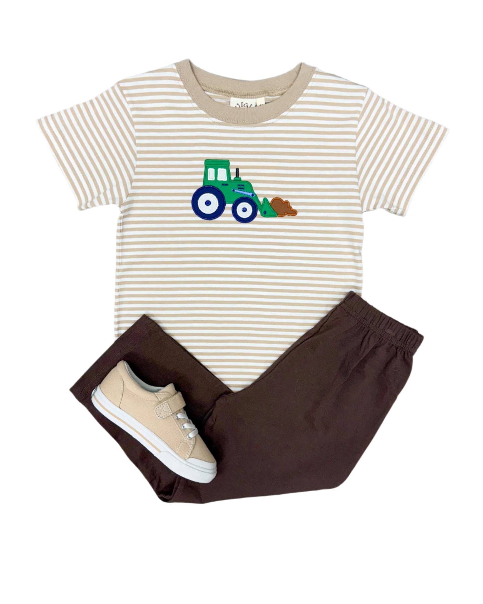 Boys Striped Shirt w/ Front Scoop Tractor Boys Shirts + Polos Luigi