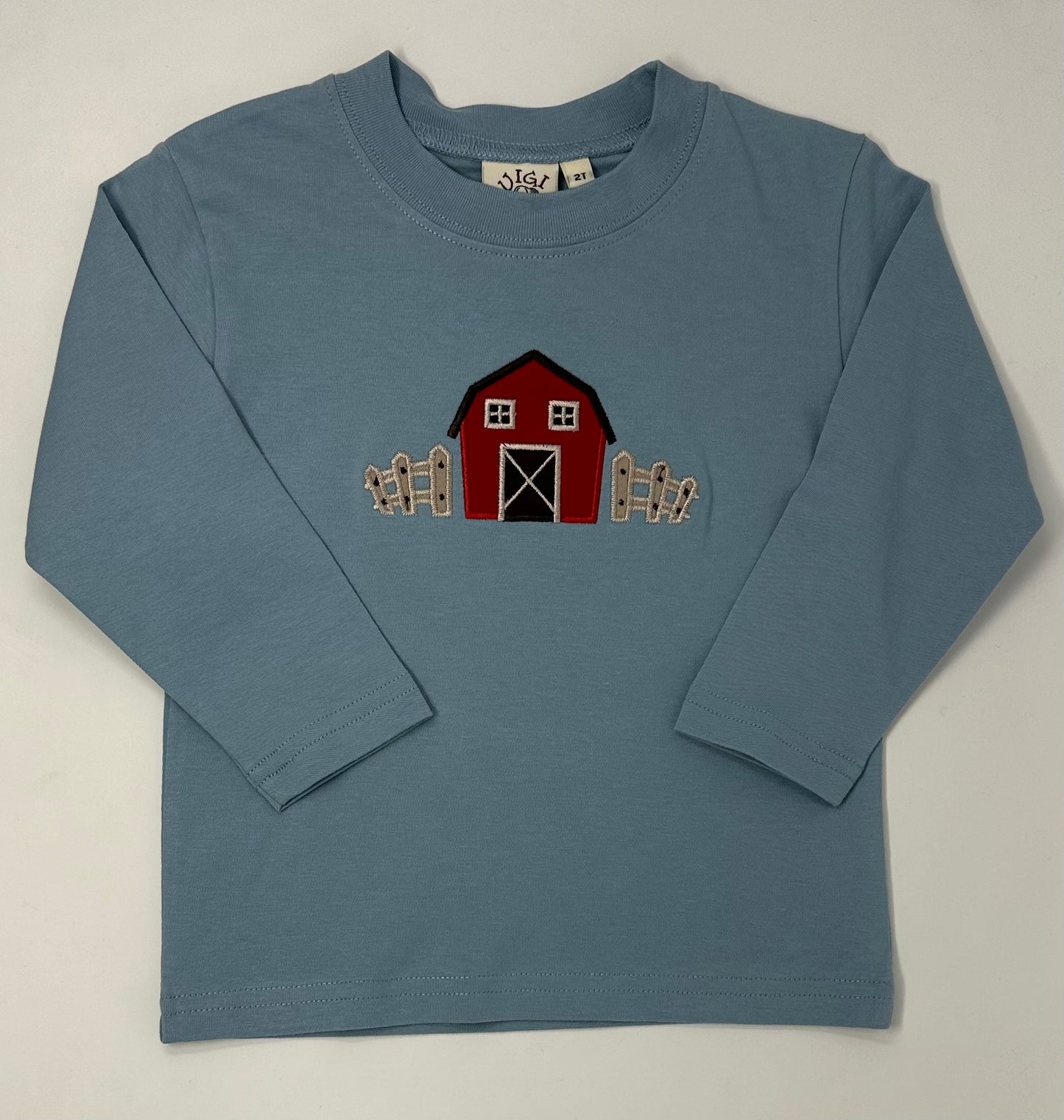 Boy's L/S T-Shirt w/ Barn - Lt. Steel Boys Tees Luigi   