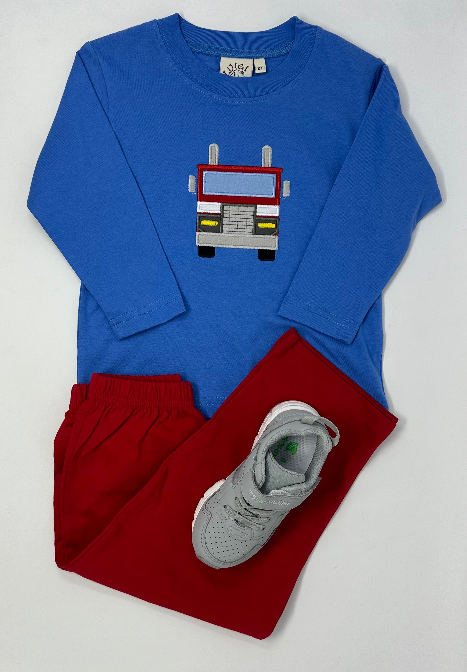 Boy's L/S T-Shirt w/ Big Rig - Blue Boys Tees Luigi   