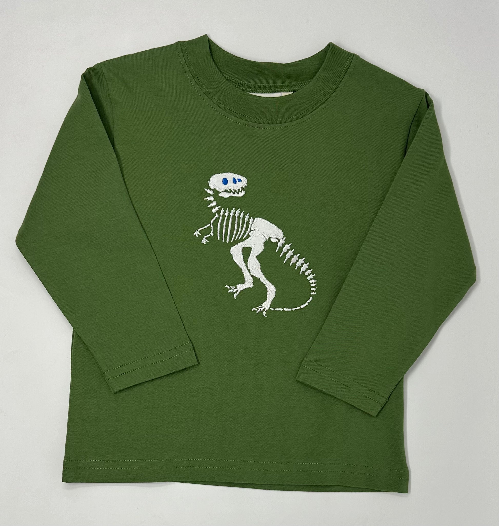 Boy's L/S T-Shirt w/ T-Rex Skeleton - Peapod Green Boys Tees Luigi   