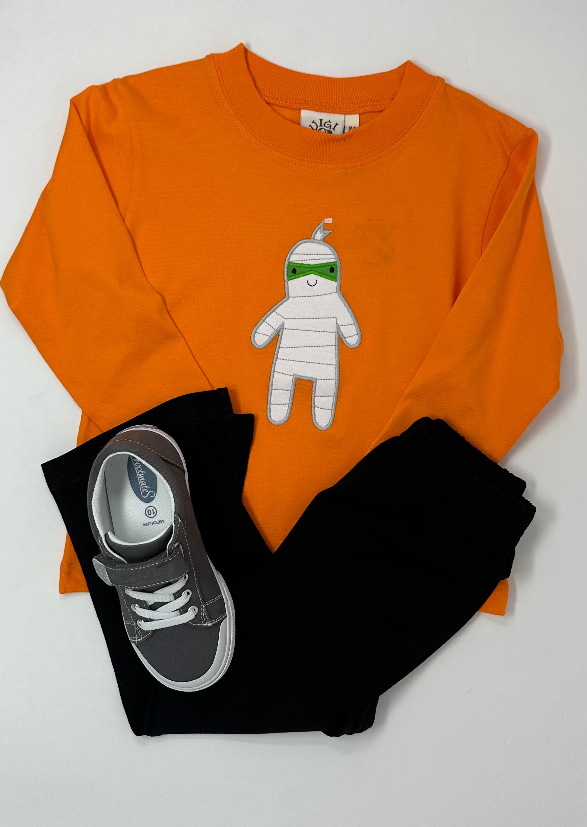 Boy's L/S T-Shirt w/ Mummy - Orange Boys Tees Luigi   