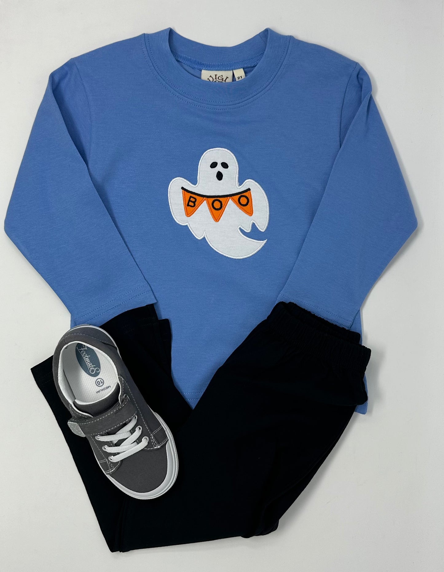 Boy's L/S T-Shirt w/ Ghost - Chambray Boys Tees Luigi   