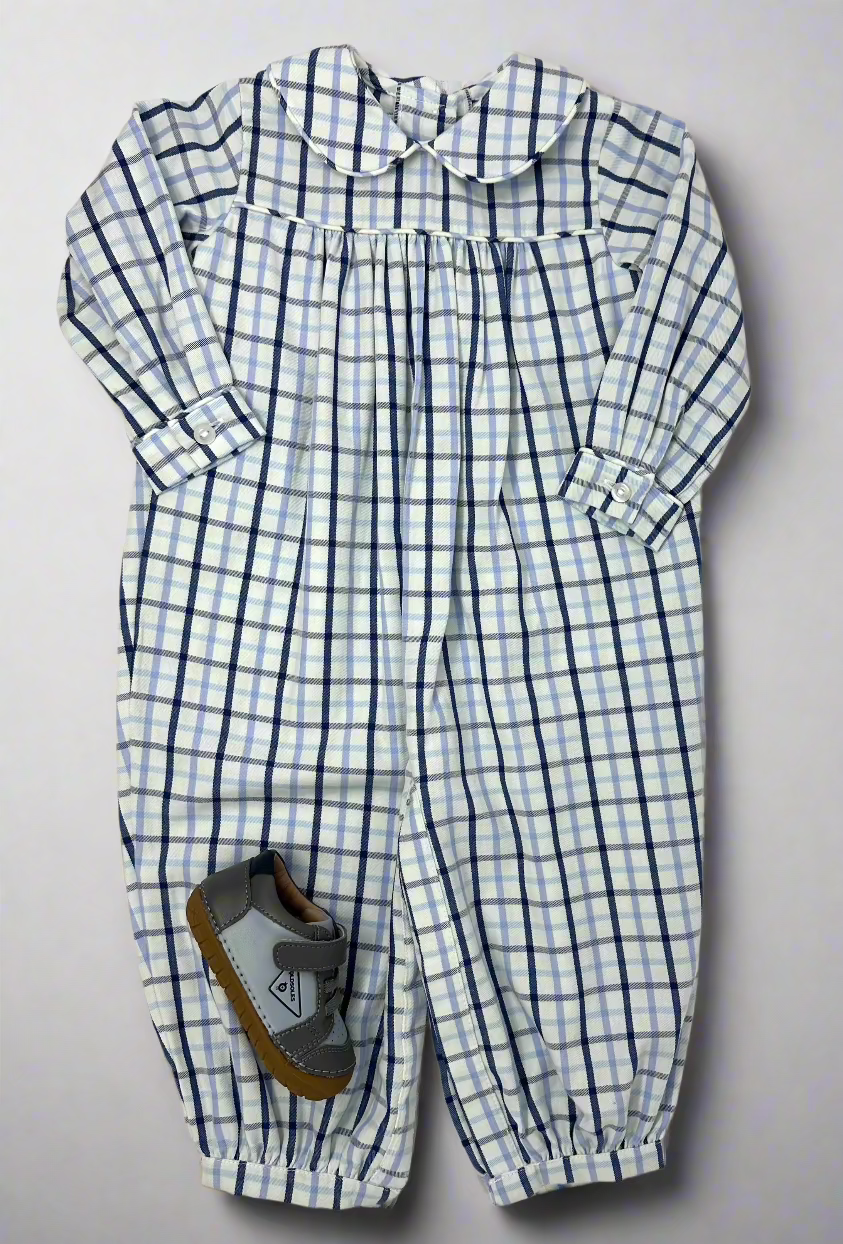 Finn Longall - Blue Ridge Plaid Boys Bubbles + Rompers Little English   