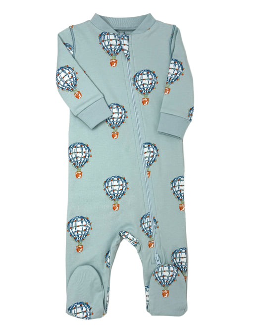 Zipper Footie - Blue Hot Air Balloon Baby Sleepwear Heyward House