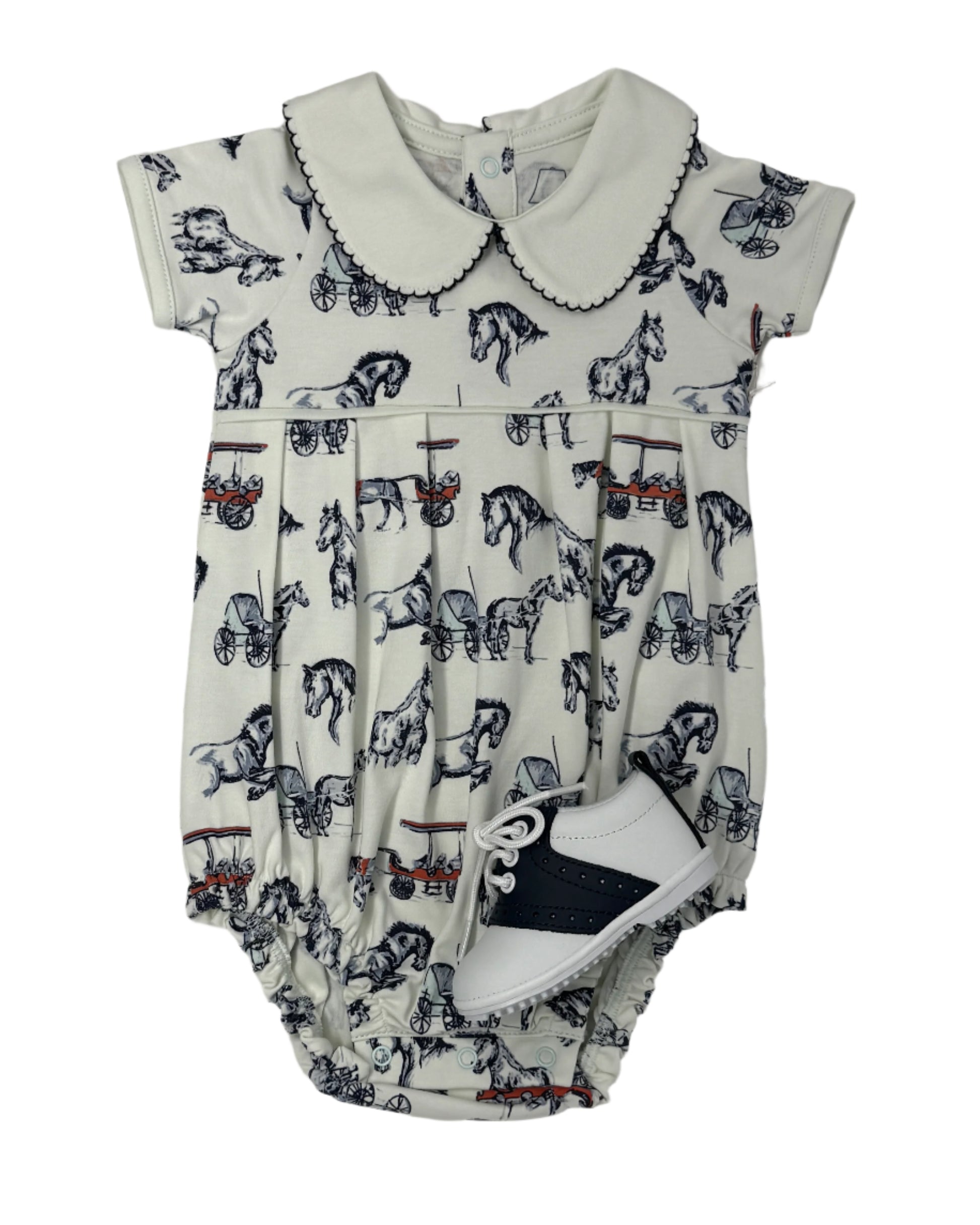 Boys Pleated Bubble - Horse Sketches Boys Bubbles + Rompers Heyward House