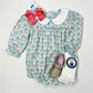 Aqua Pumpkins Peter Pan Collar Bubble Girls Bubbles + Rompers Sage & Lilly   