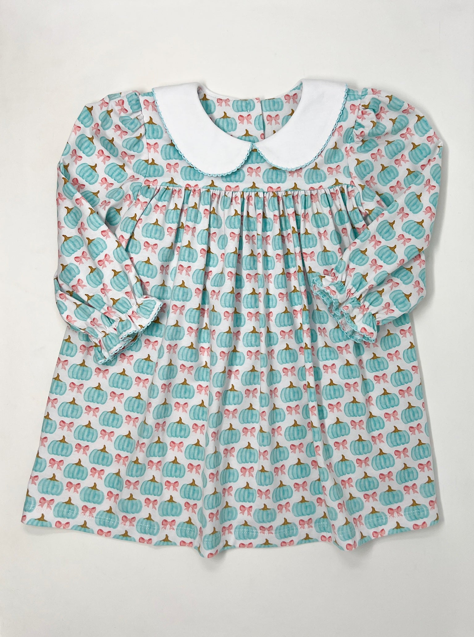 Aqua Pumpkins Peter Pan Collar Dress Girls Play Dresses Sage & Lilly   