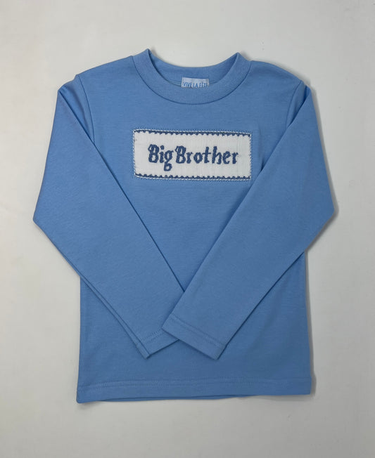 Big Brother Smocked Light Blue Knit Long Sleeve Tshirt Boys Tees Vive La Fete   