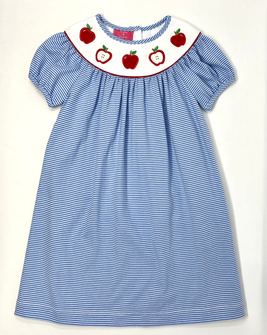 Apples Girl's S/S Periwinkle Stripe Bishop Girls Occasion Dresses Claire & Charlie   