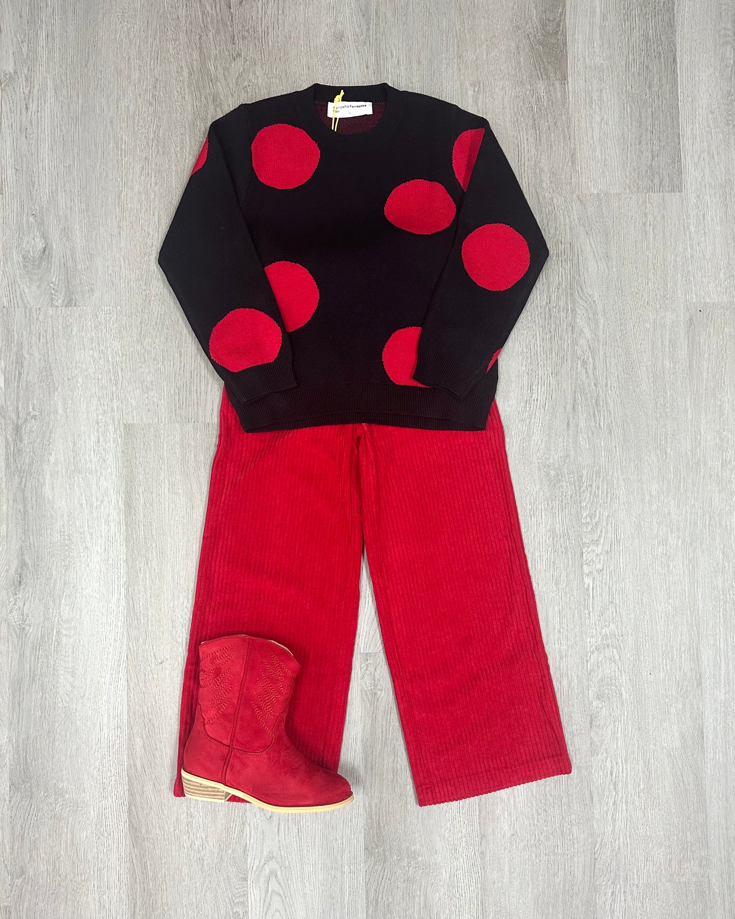 Girl's Red Corduroy Pants Girls Pants + Leggings Compagna Fantastica