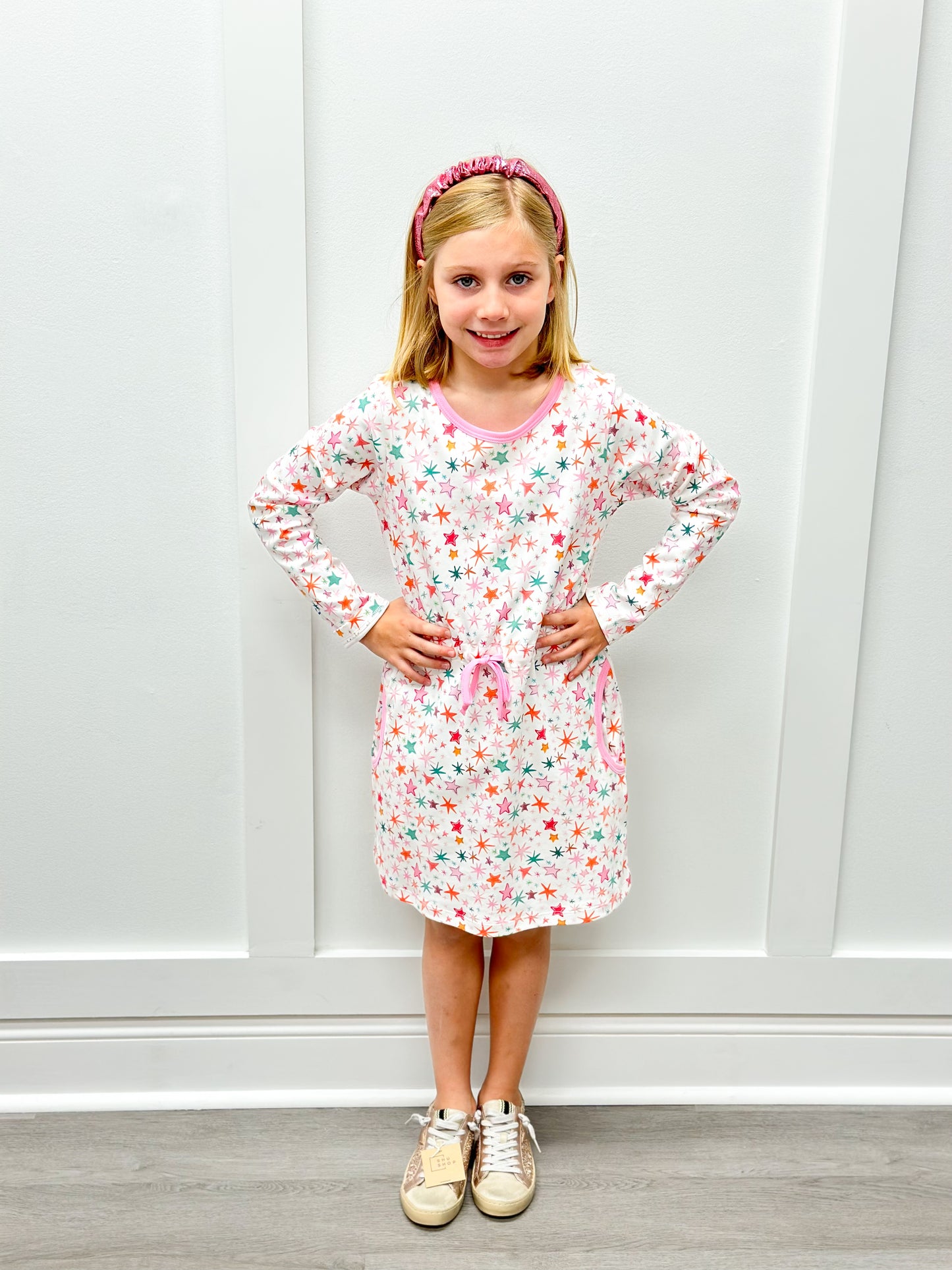 Camille Dress - Multi Color Stars Girls Play Dresses Be Elizabeth by James & Lottie   