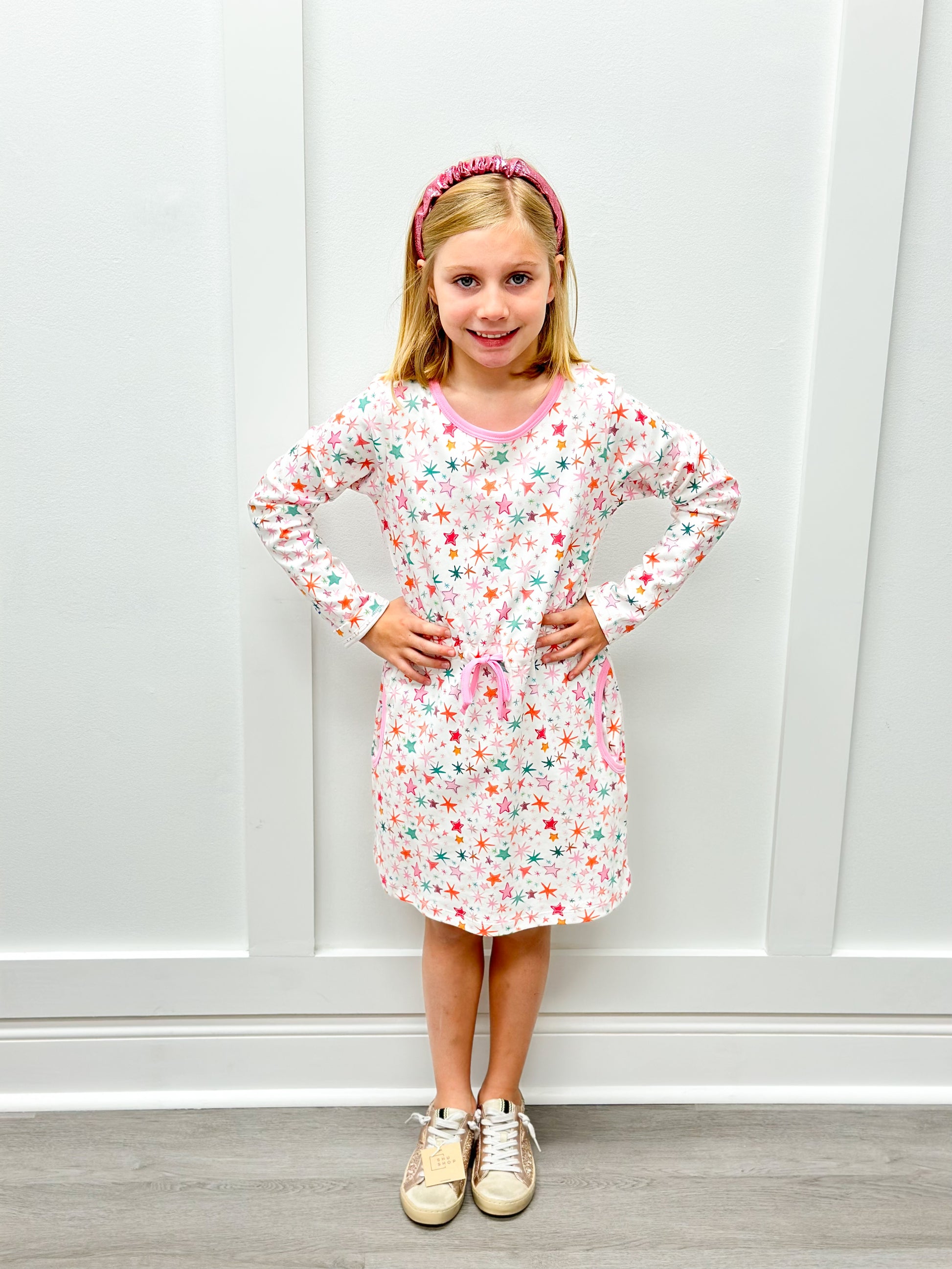 Camille Dress - Multi Color Stars Girls Play Dresses Be Elizabeth by James & Lottie   