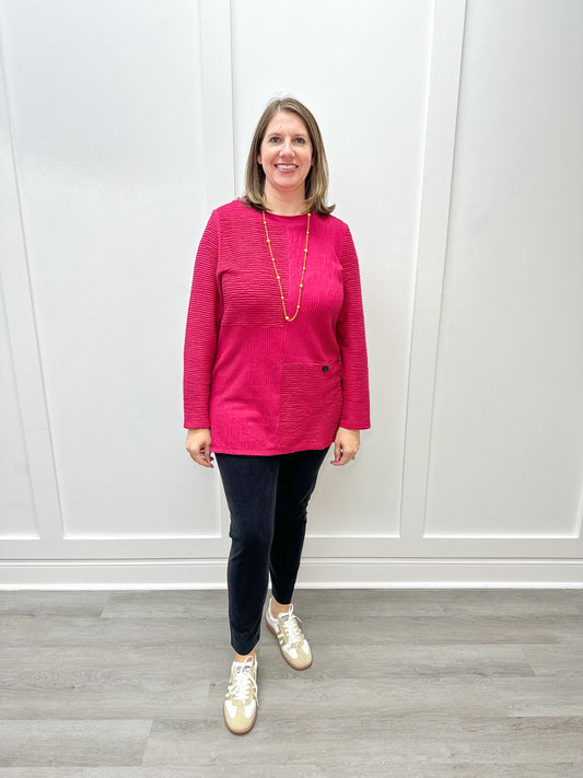 Ripple Effect Seamed Pocket Tunic - Merlot Tops Habitat   