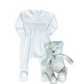 Light Blue Mini Dots Smocked Footie Baby Sleepwear Magnolia Baby