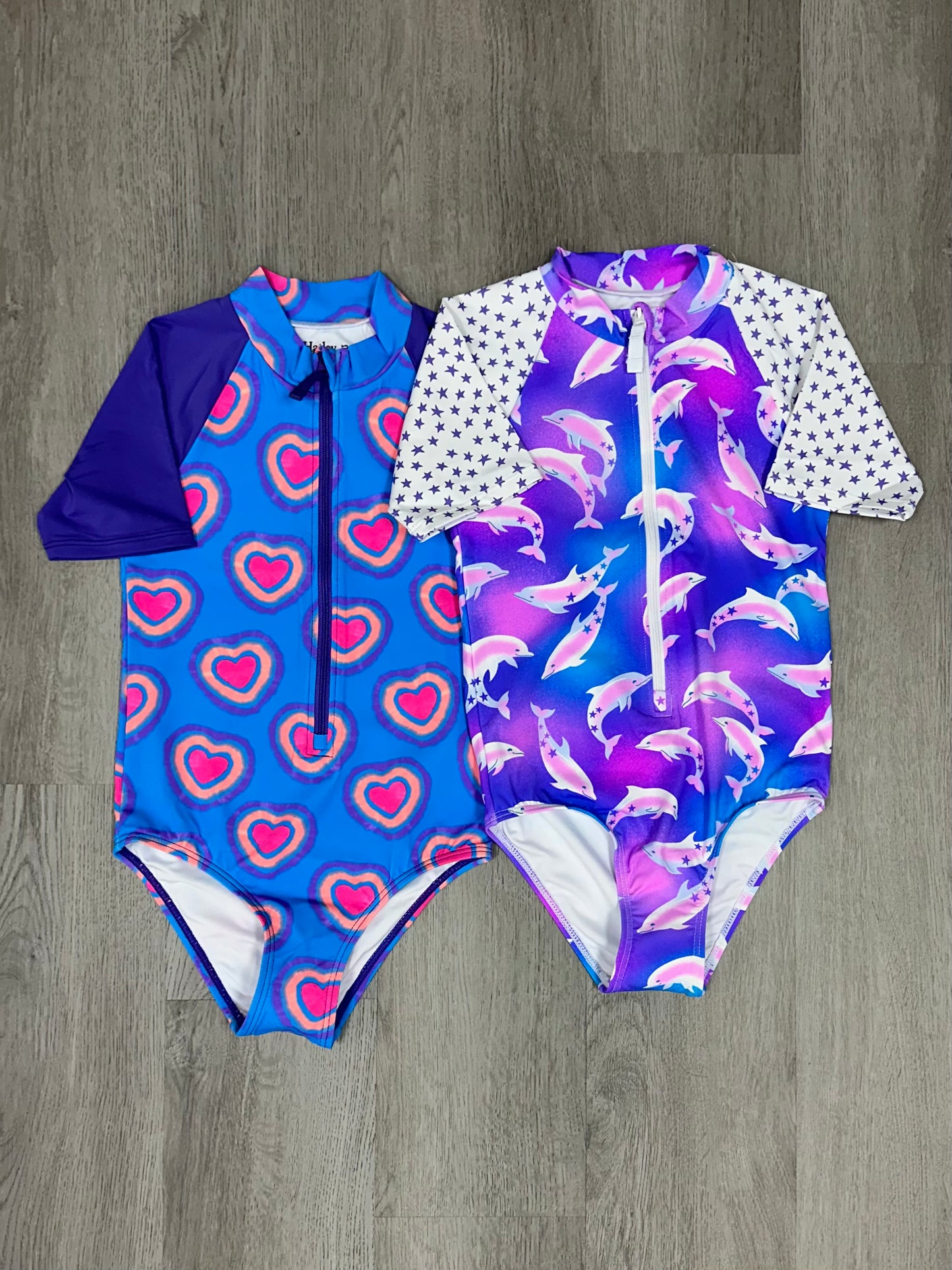 Glowing Hearts Rashguard One Piece Kids Swim Hatley