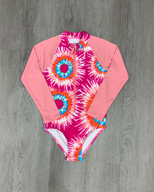 Sunburst Tie Dye L/S Rashguard Swimsuit Kids Swim Hatley