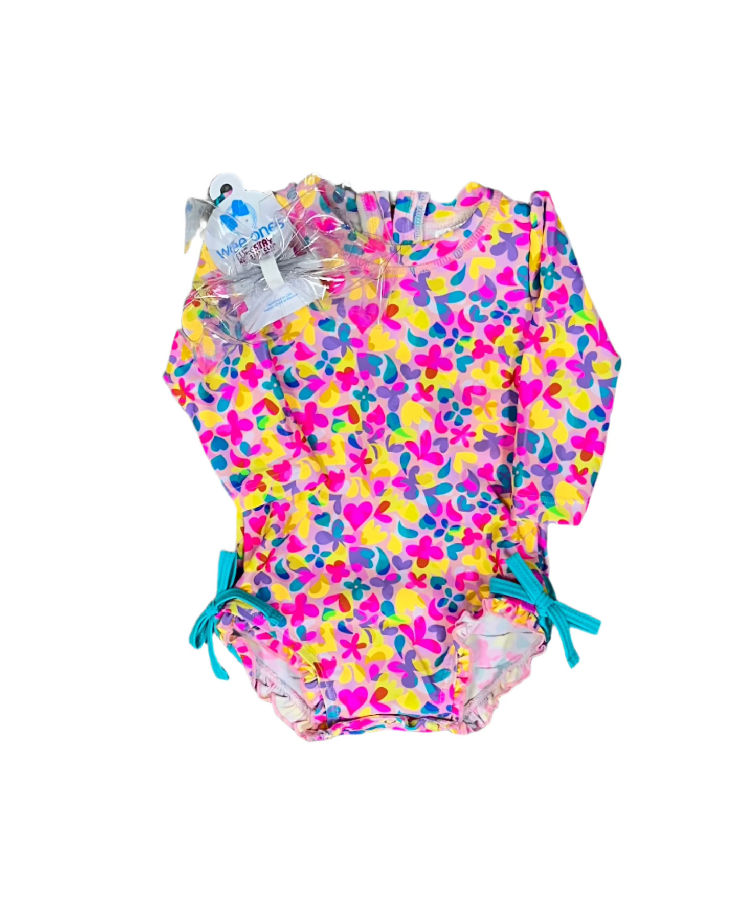 Vibrant Neon L/S One Piece Rash Guard Kids Swim Rufflebutts