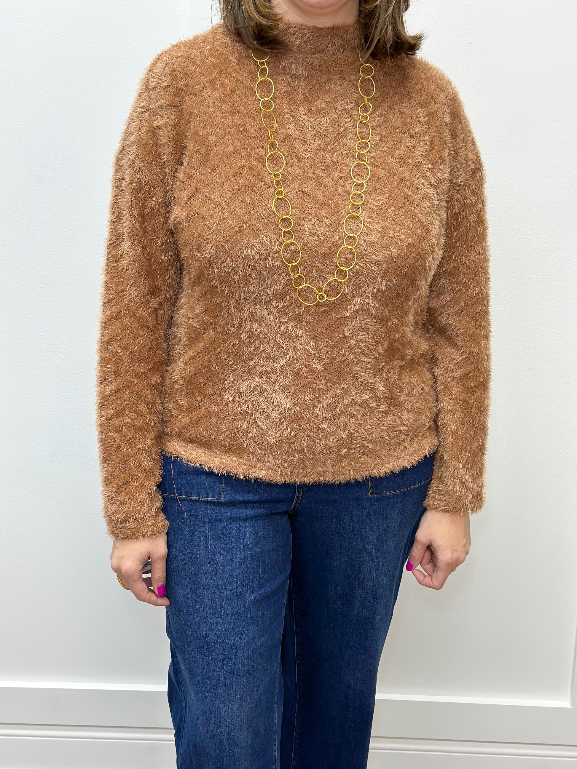 L/S Funnel Neck Dolman Top - Walnut Sweaters Tribal   