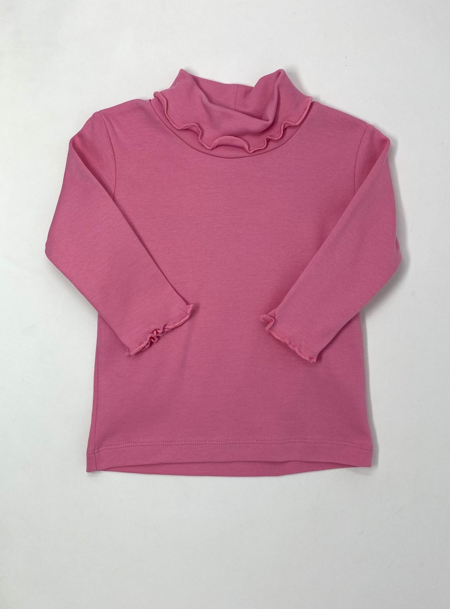 Knit Interlock Lettuce Edge Turtleneck - Light Bubblegum Girls Tops + Tees Luigi   