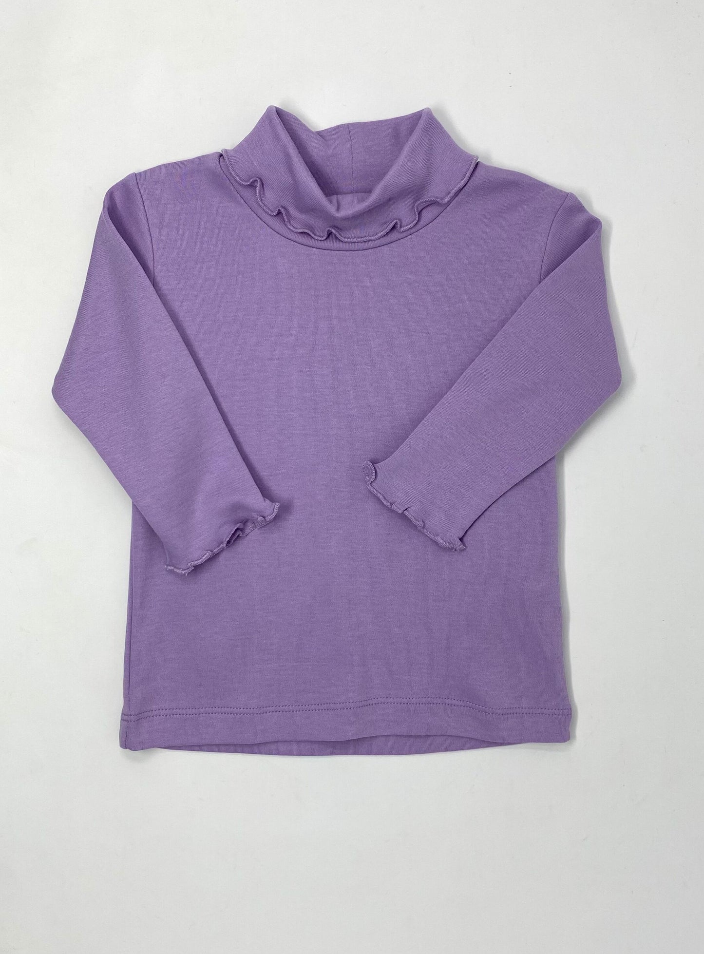 Knit Interlock Lettuce Edge Turtleneck - Lavender Girls Tops + Tees Luigi   