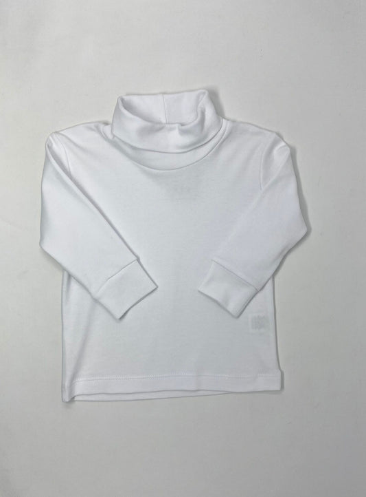 Knit Interlock Plain Turtleneck - White Girls Tops + Tees Luigi   