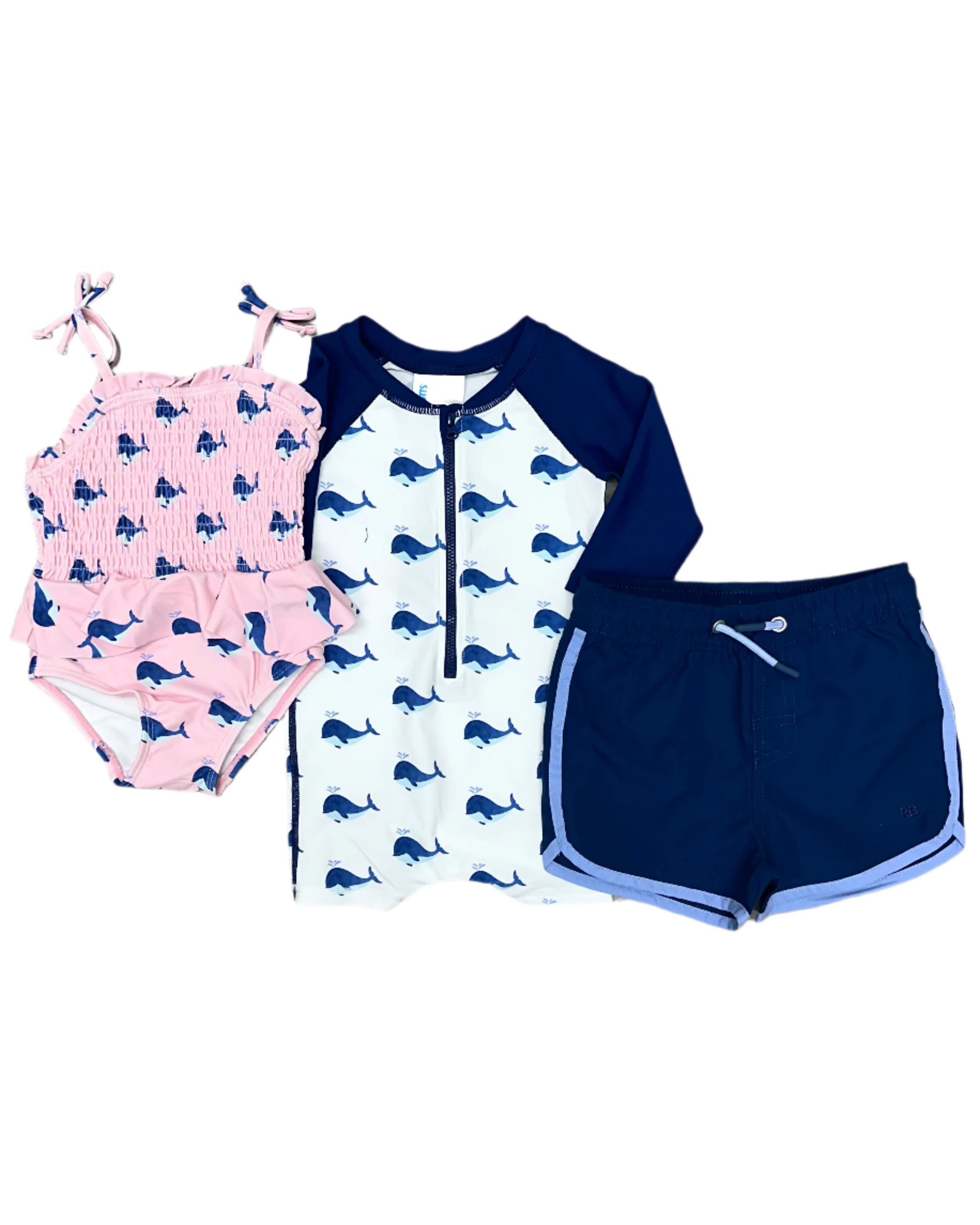 Navy Dolphin Hem Swim Trunks Kids Swim Rufflebutts