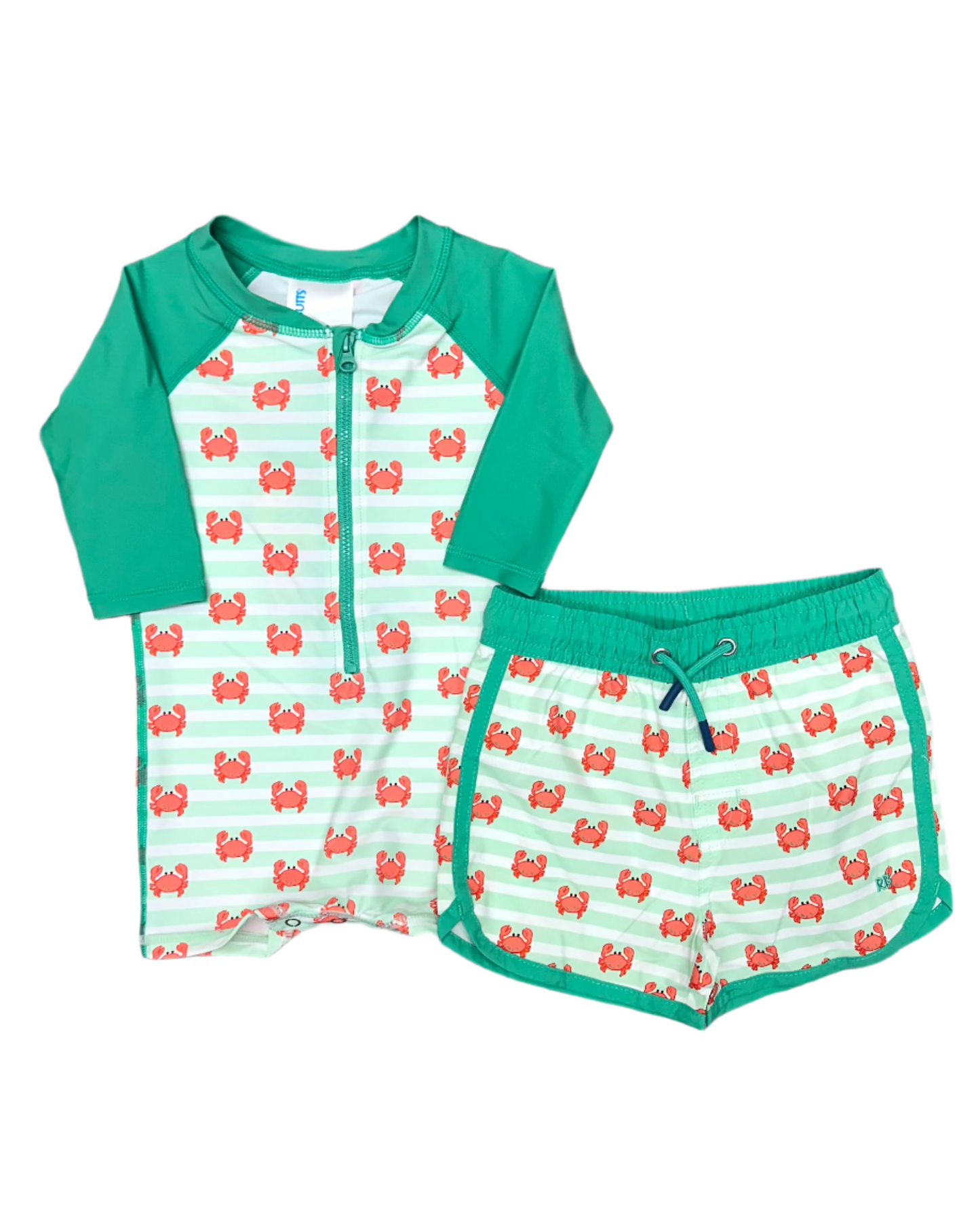 Crabby Cove Dolphin Hem Swim Trunks Kids Swim Rufflebutts