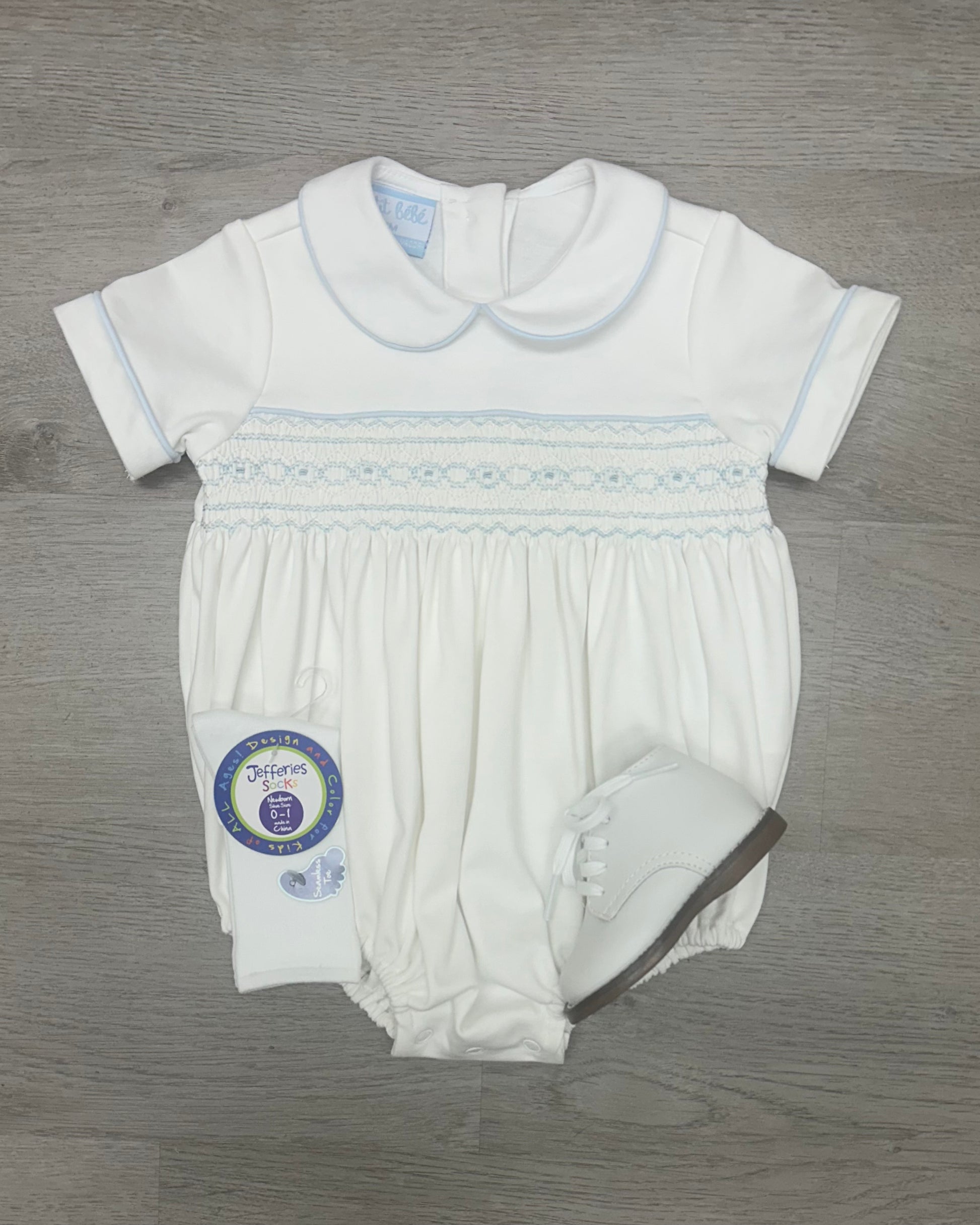 George White Knit Boy's Bubble Boys Bubbles + Rompers Petit Bebe