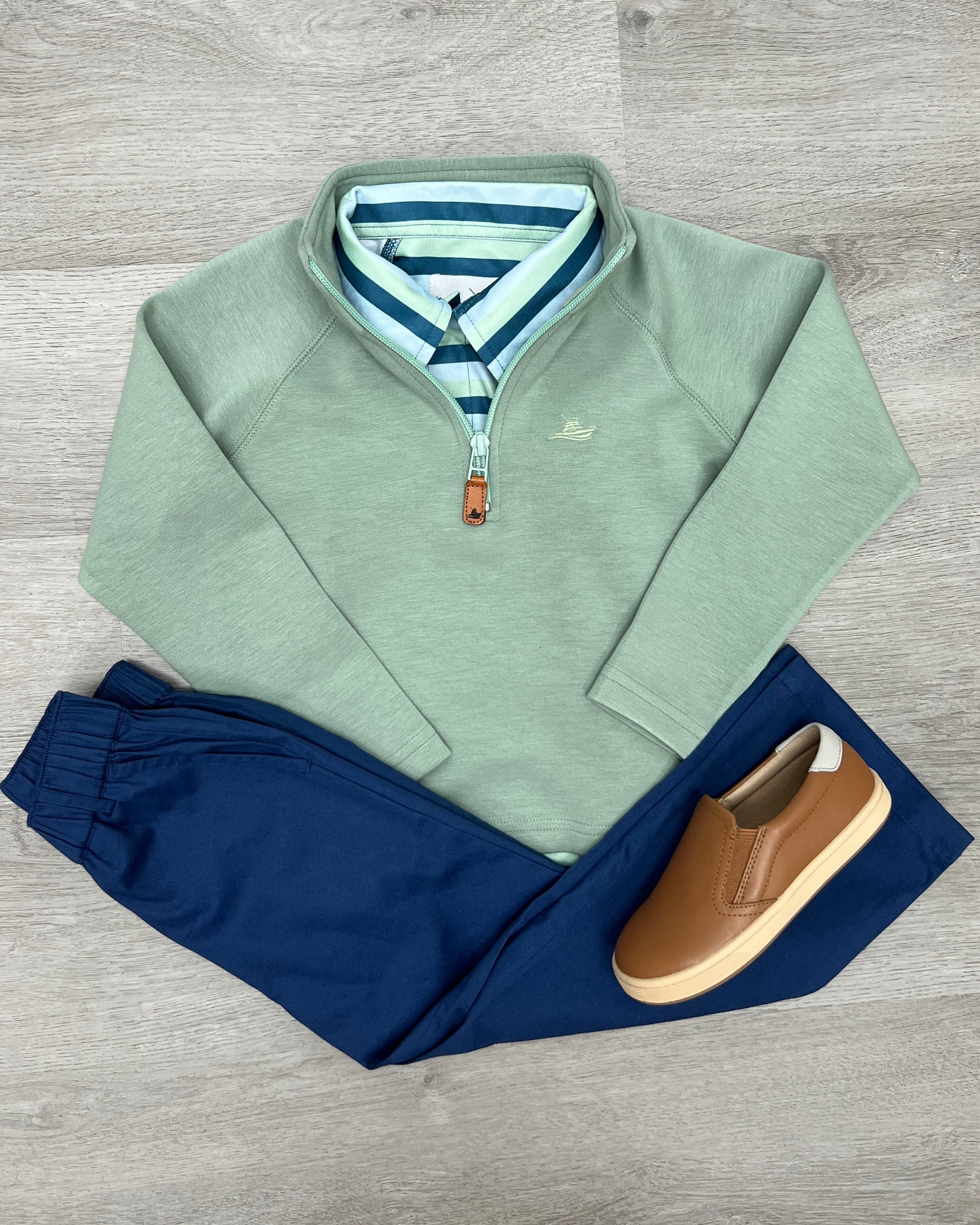 Boy's Polo - Blue/Smoke Green Boys Shirts + Polos Southbound   