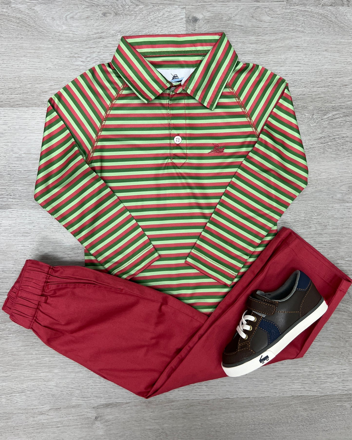 Boy's Polo - Red/Green Boys Shirts + Polos Southbound   