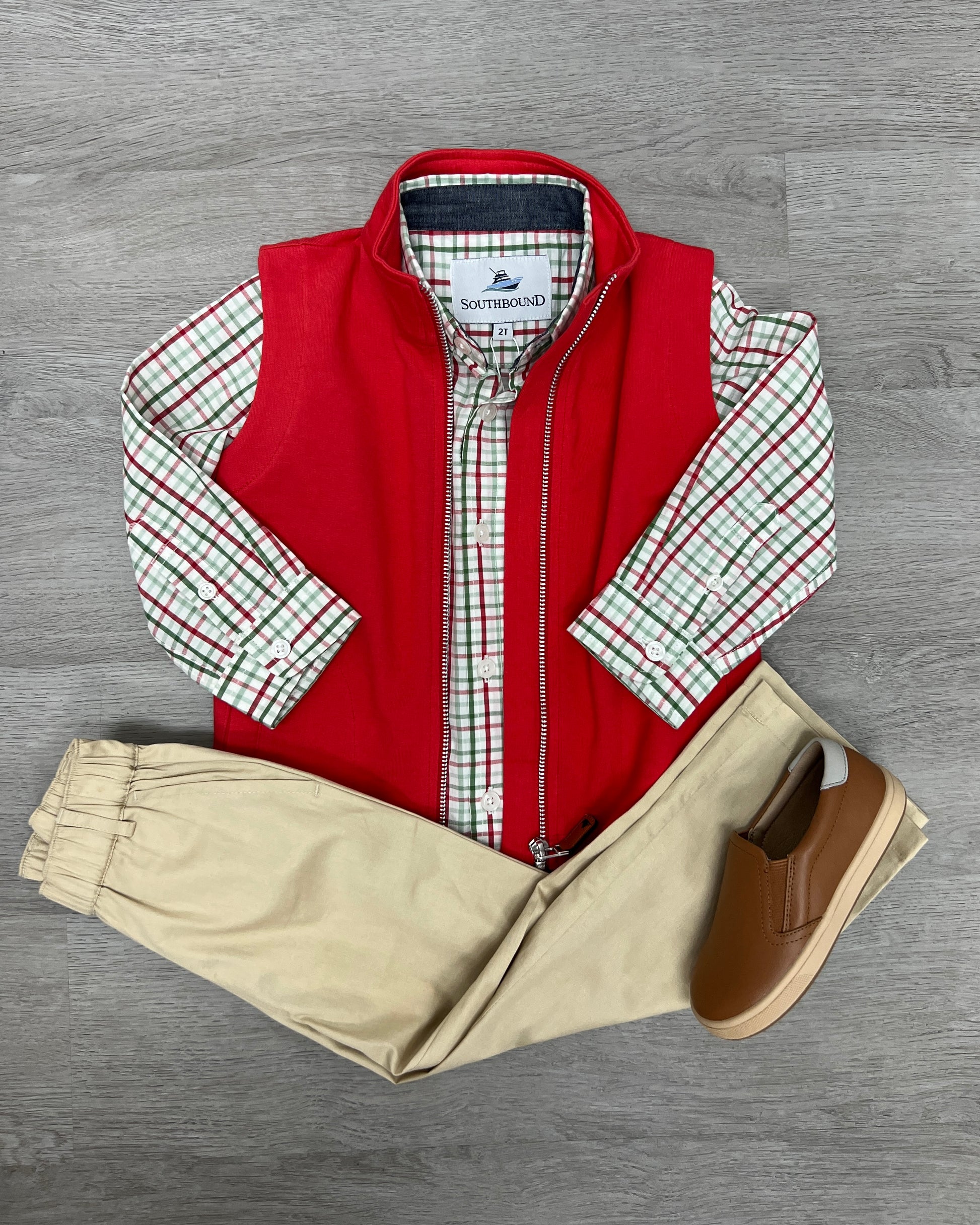 Boy's Dress Shirt - Red/Green/Green Boys Shirts + Polos Southbound   