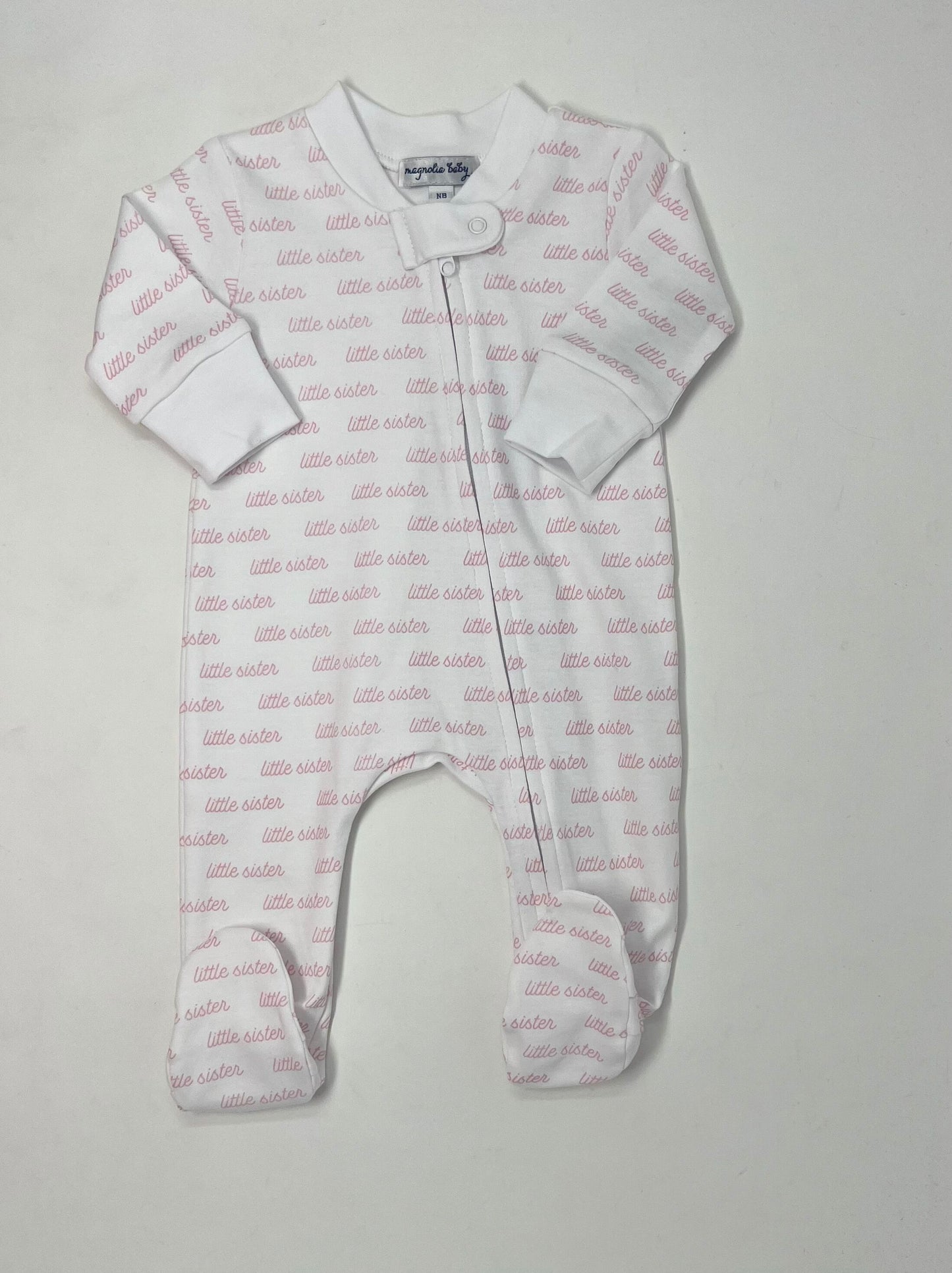 Little Sister Printed Footie Baby Sleepwear Magnolia Baby   