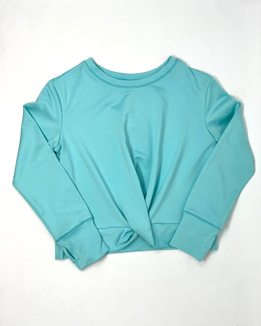 Athletic Knot Top - Aqua Girls Tops + Tees Honesty   