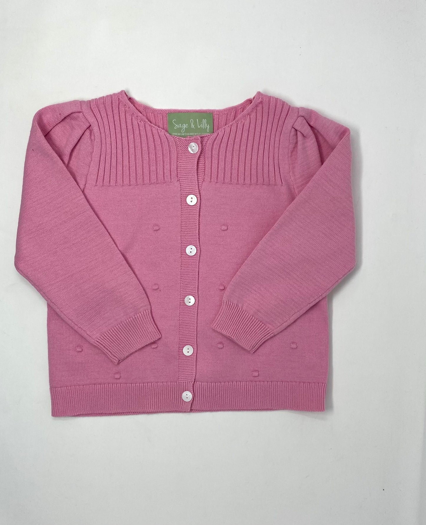 Dot Cardigan - Pink Girls Sweaters + Sweatshirts Sage & Lilly   