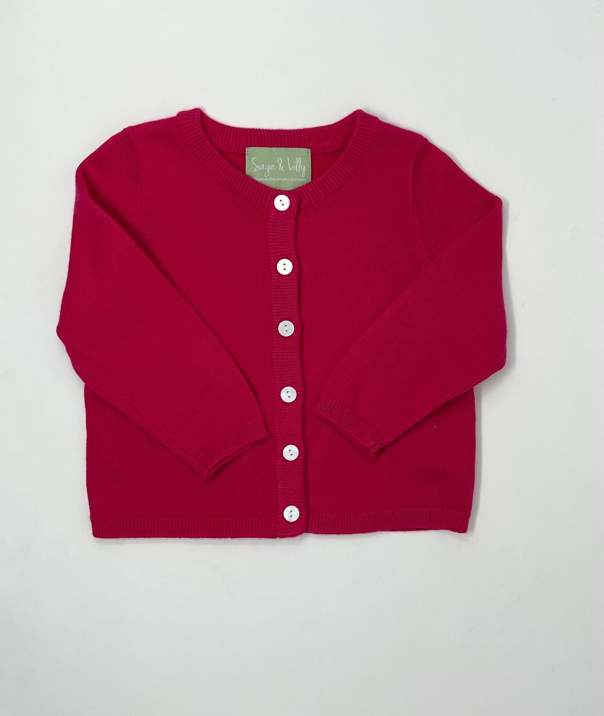 Cardigan - Fuschia Girls Sweaters + Sweatshirts Sage & Lilly   