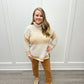 Two Tone Ottoman Turtleneck Tunic Sweater - Cream Sweaters Tribal   