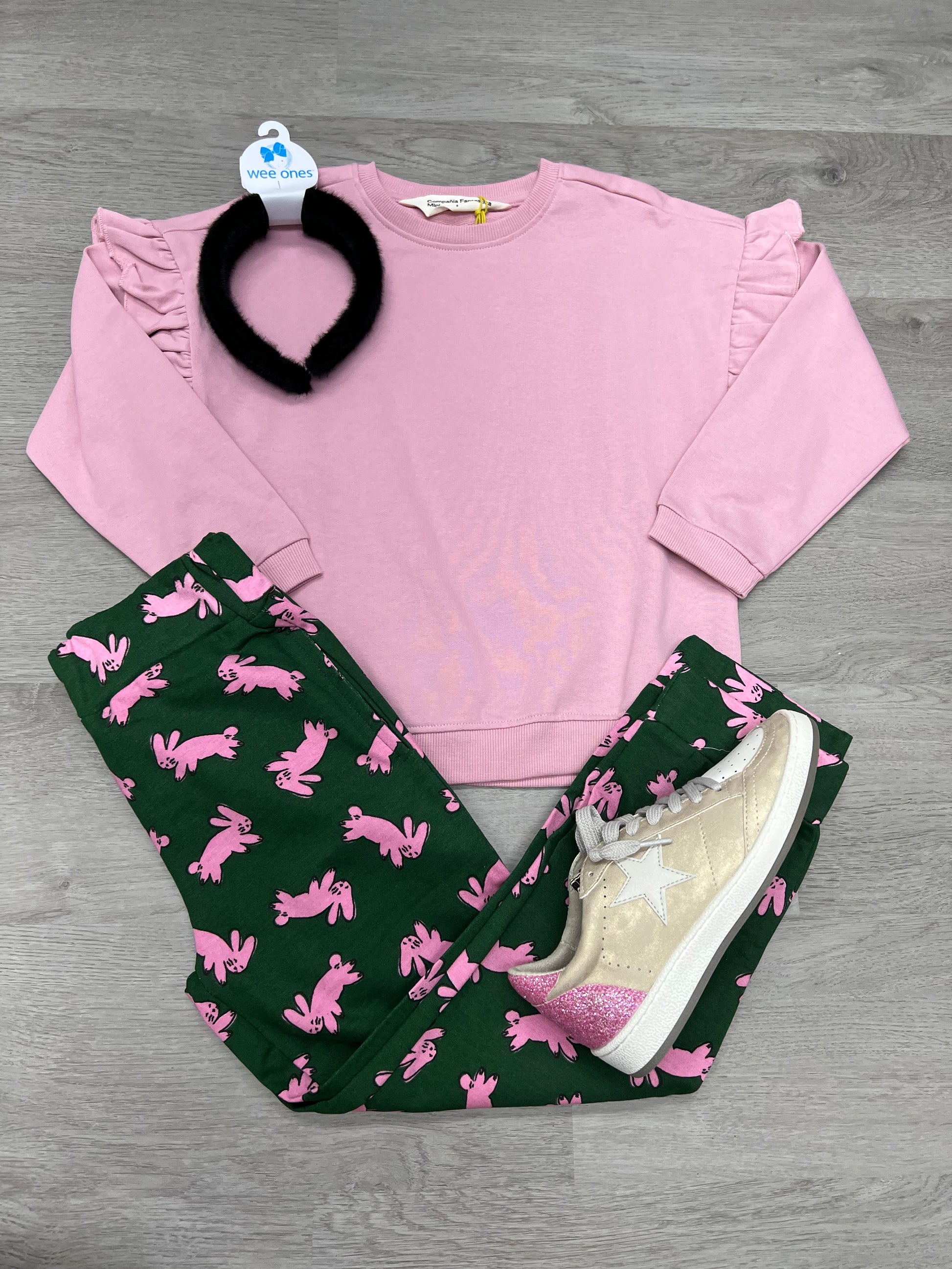 Green Rabbit Print Pants Girls Pants + Leggings Compagna Fantastica   