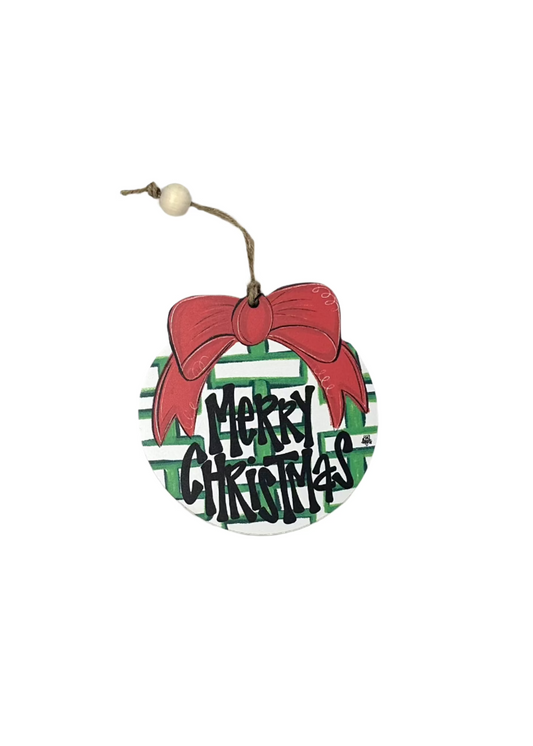 Green Chinoiserie Red Bow Ornament Seasonal DK Designs   