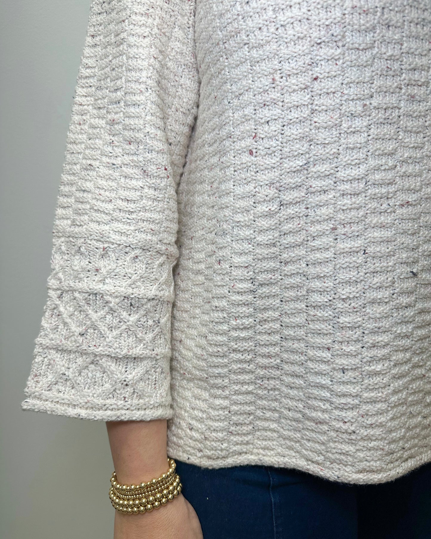 Ladder Stitch Rag-Yarn Sweater - Winter White Sweatshirts + Pullovers Habitat   