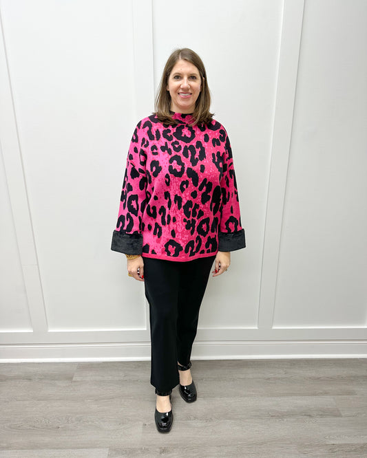 Funnel Neck Cheetah Cape - Coco Pink Tops Tyler Boe   