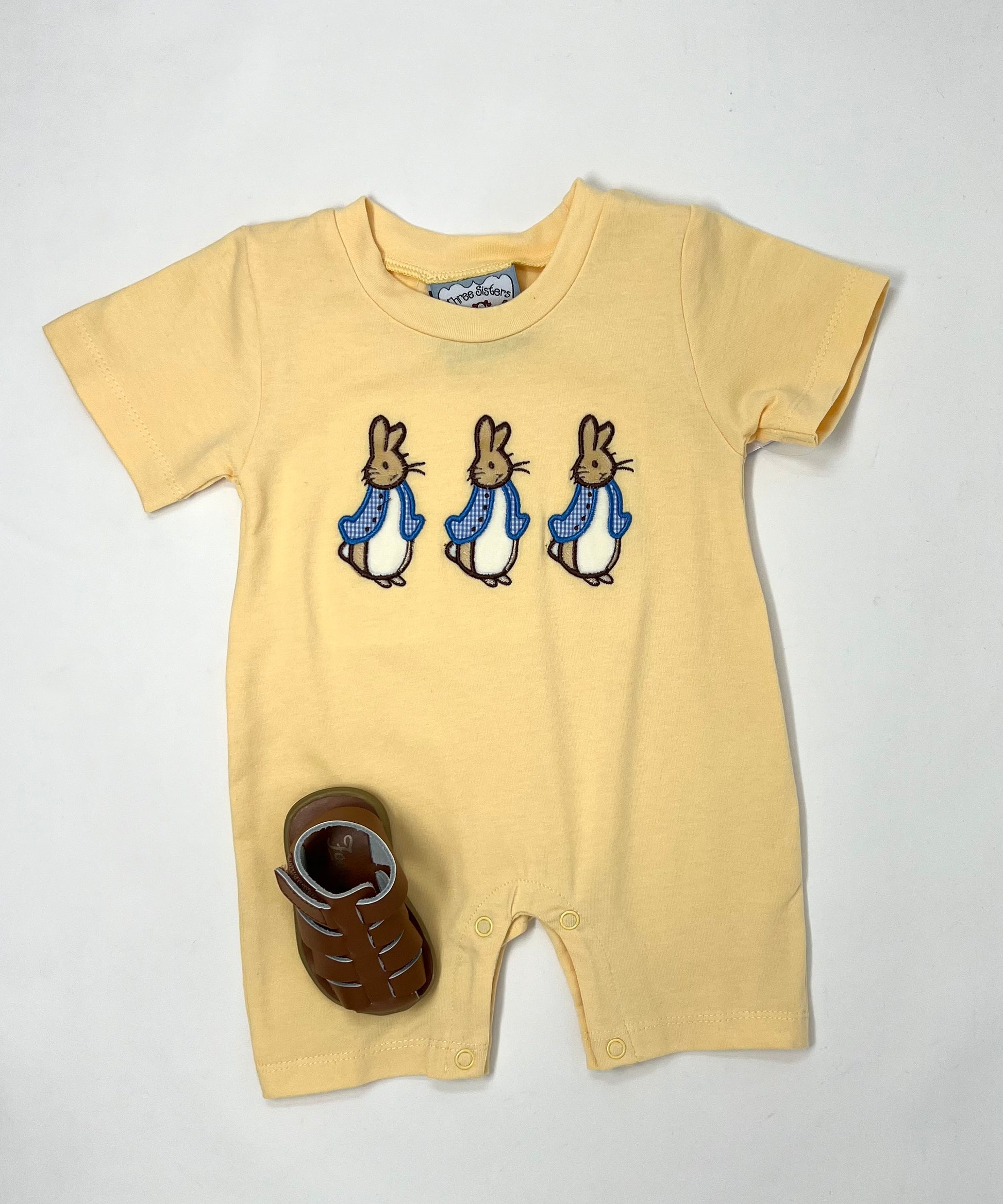 Peter Rabbit Boys Applique Romper Boys Sets Three Sisters   