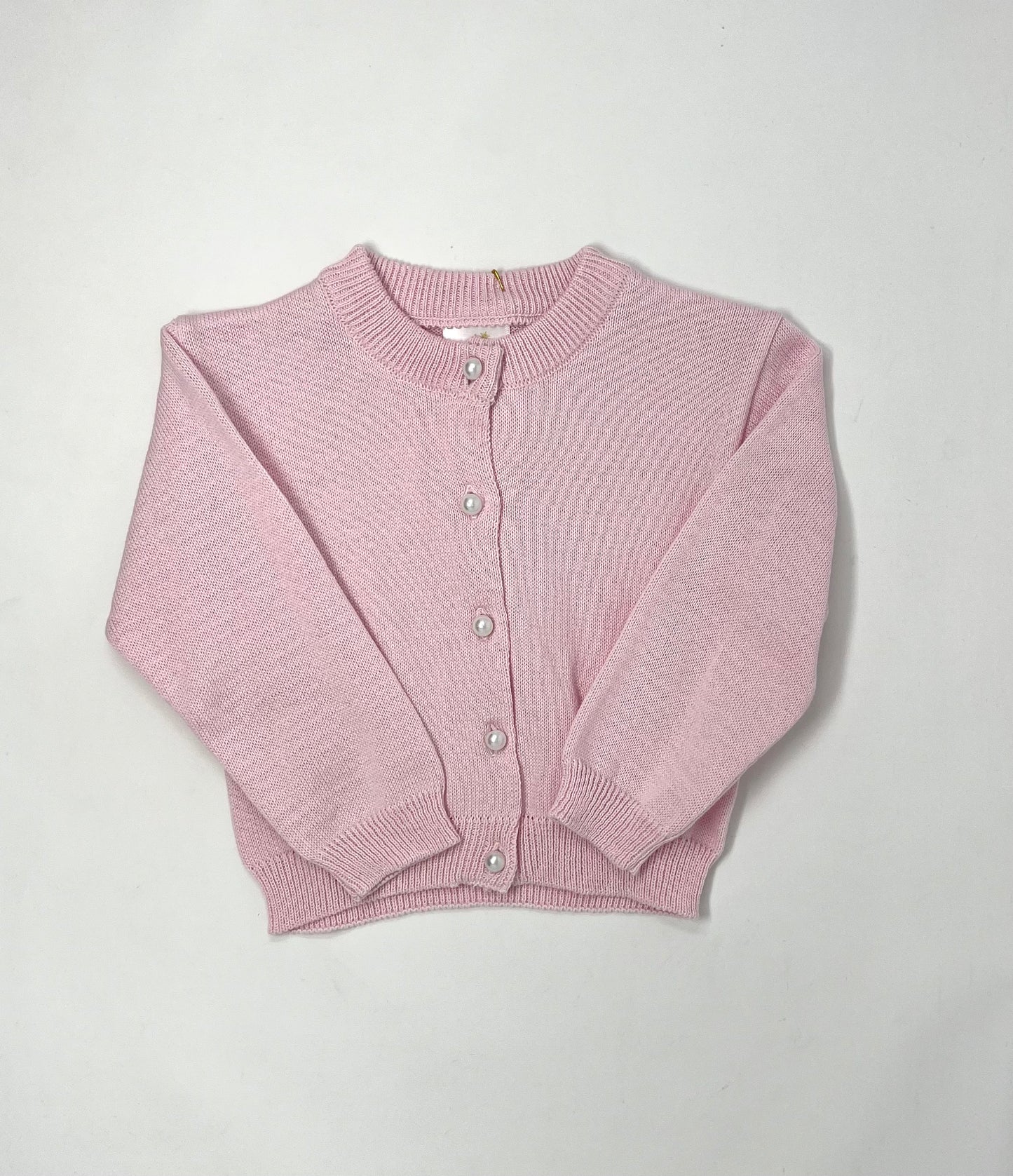 Pearl Button Cardigan - Pink Girls Sweaters + Sweatshirts Dolce Gaccia   